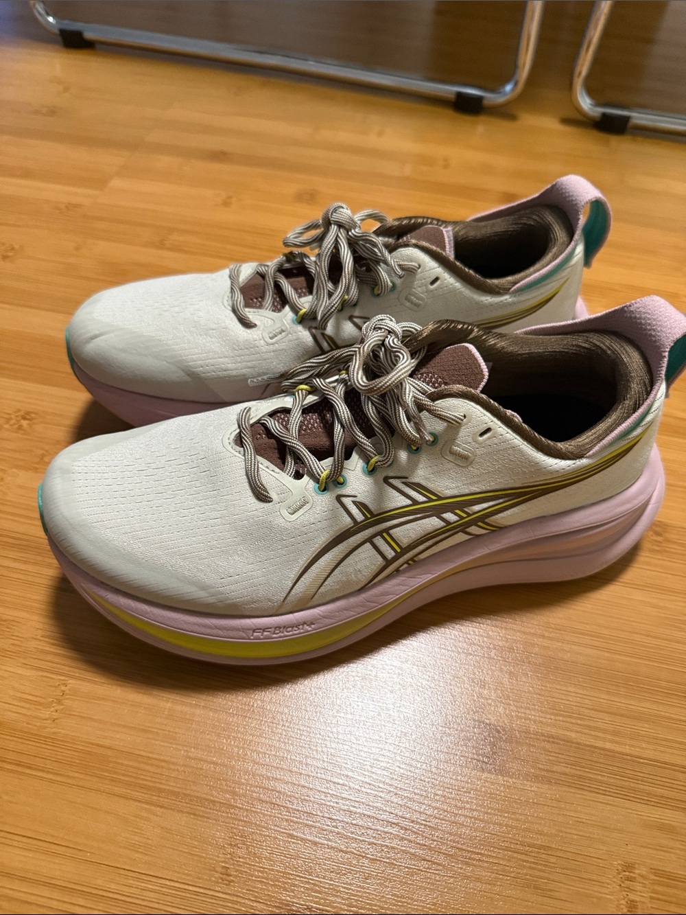 ASICS Women's Athletic Shoes in Cream, Pink & Gold Accent